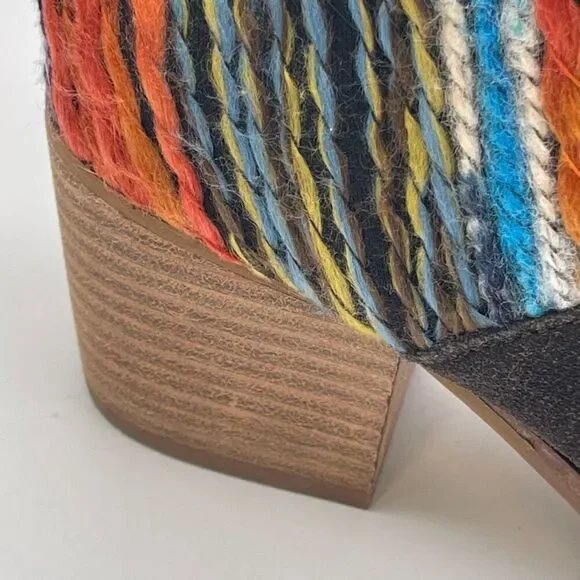 TOMS Ankle Boots Women's 6 Chocolate Brown Leila Suede Shoes Striped Tassel EUC‎ - Picture 7 of 16